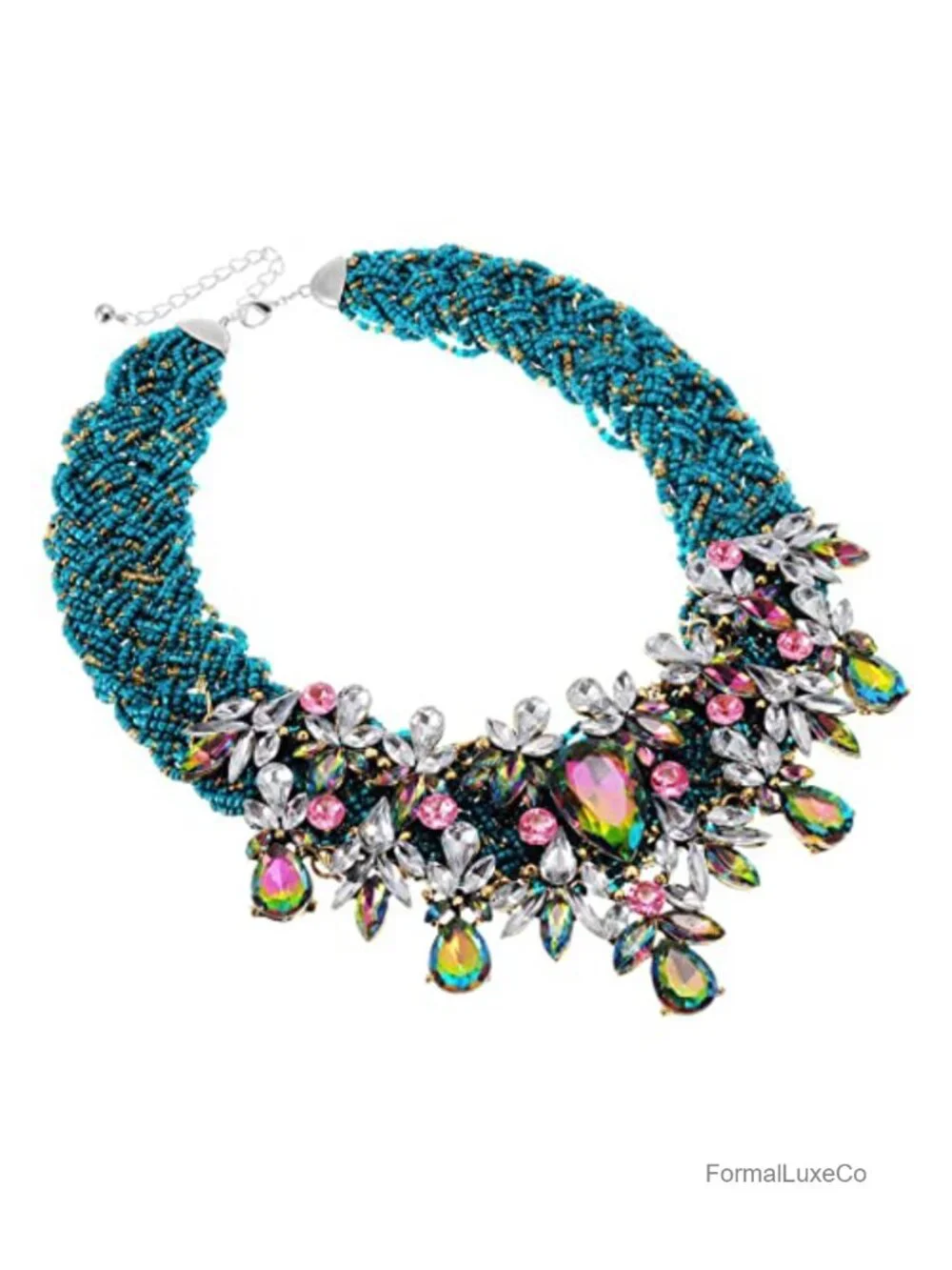 Simulated Pearl Body Statement Bib Necklace, Fashion Choker Necklace